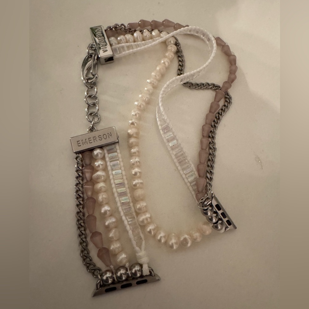 Victoria Emerson Pearl and Silver 40mm Apple Watch Band Bracelet - Picture 3 of 3